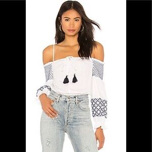 Rebecca Minkoff Tiffany White Embroidered Off The ShoulderTop SZ XS